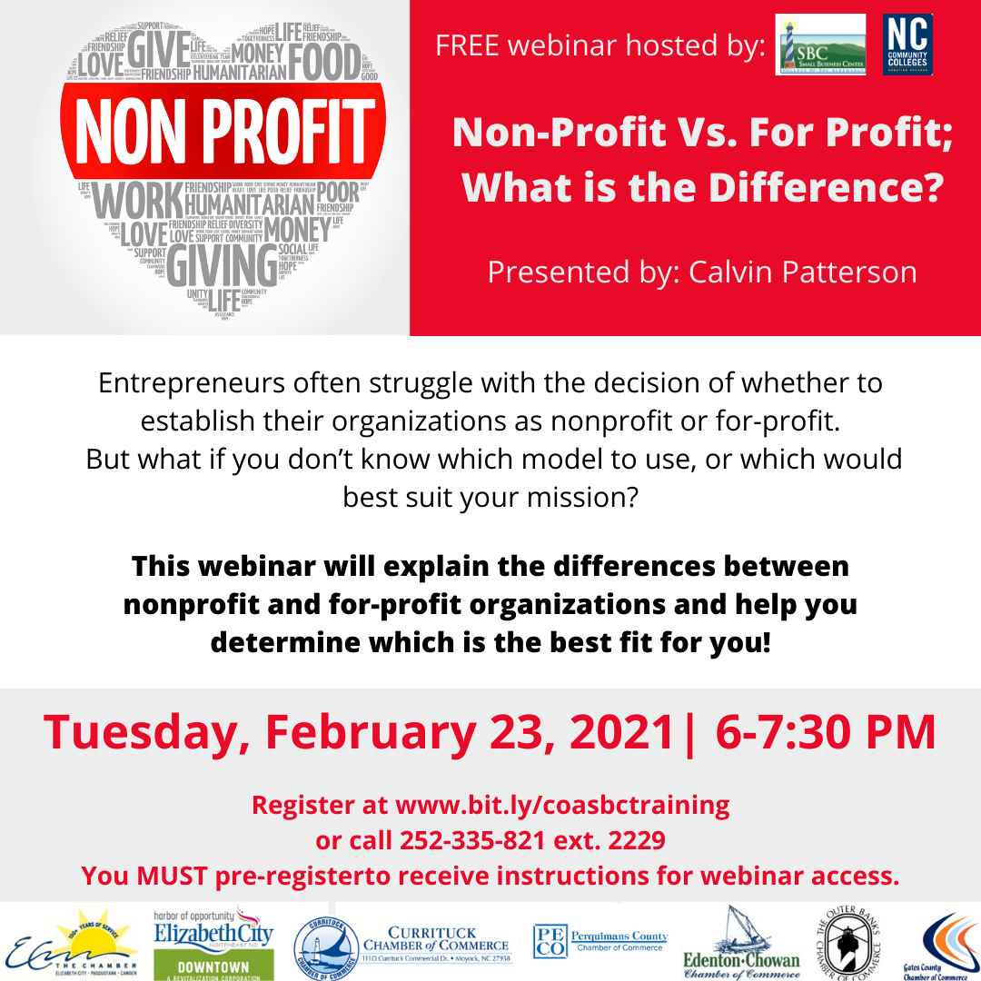 NonProfit vs For Profit What is the Difference? Currituck Chamber of Commerce