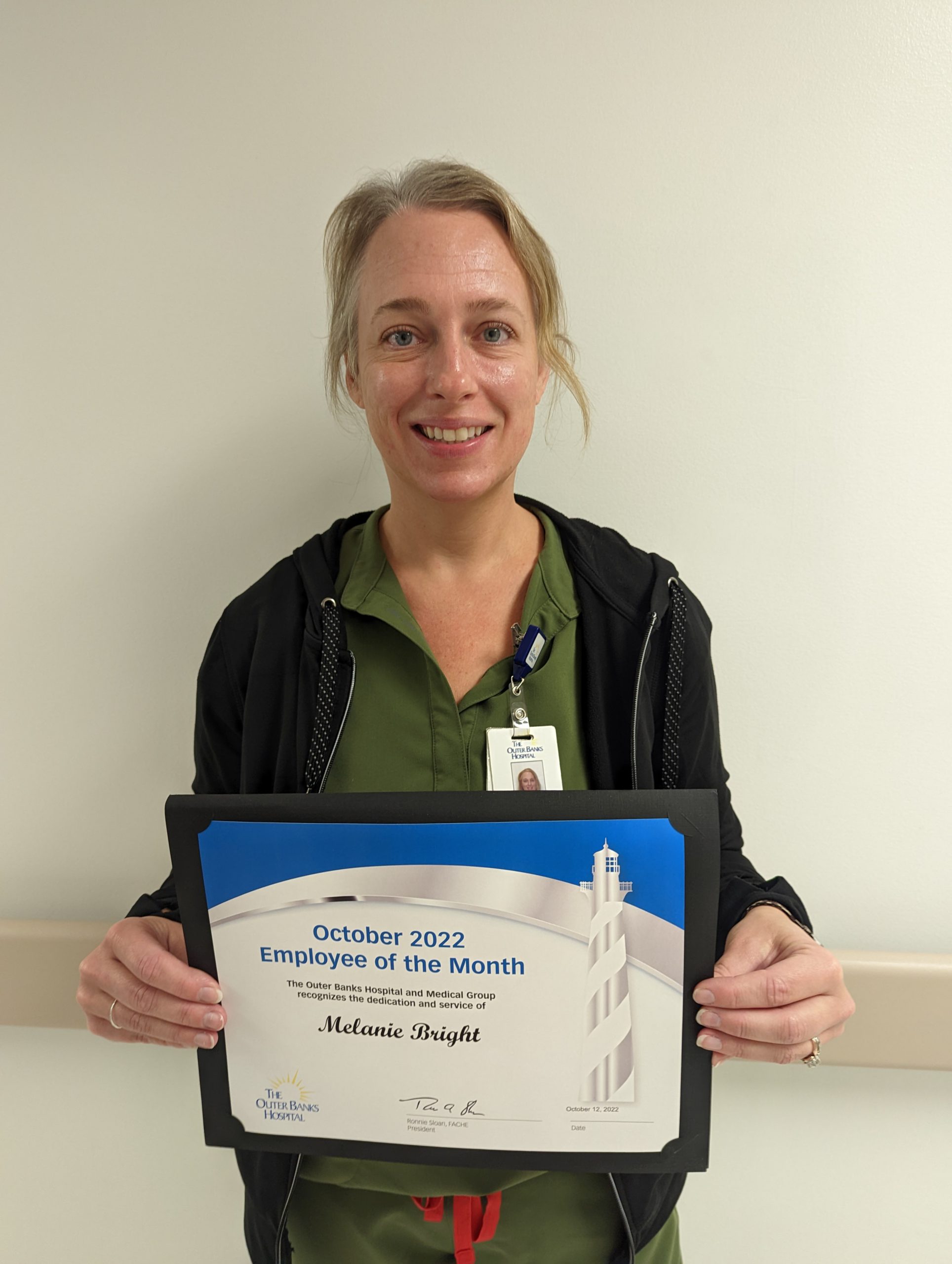 Melanie Bright Named The Outer Banks Hospital Employee of the Month for